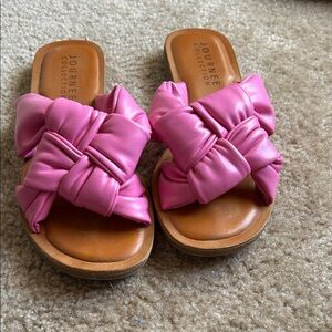 Journee Collection Fuchsia Bow Sandals